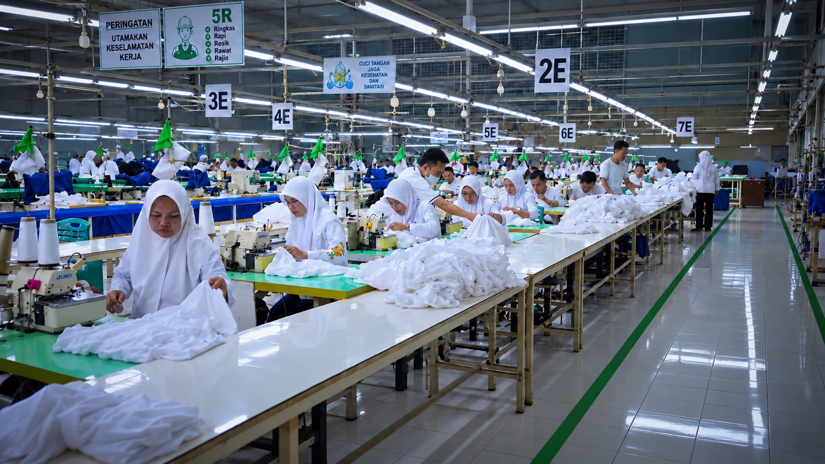 Computerized Flat Knitting Machine Production Floor at PT. Micro Garment Factory Bandung
